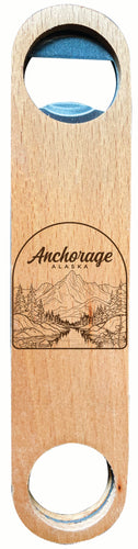 Anchorage Alaska Souvenir Engraved Wooden Bottle Opener 4-Pack