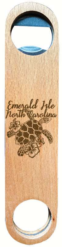 Emerald Isle North Carolina Souvenir Engraved Wooden Bottle Opener 2-Pack
