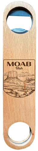 Moab Utah Souvenir Engraved Wooden Bottle Opener Single