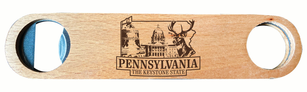 Pennsylvania Souvenir Engraved Wooden Bottle Opener 4-Pack
