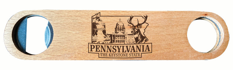 Pennsylvania Souvenir Engraved Wooden Bottle Opener 4-Pack