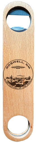 Roswell New Mexico Souvenir Engraved Wooden Bottle Opener Single
