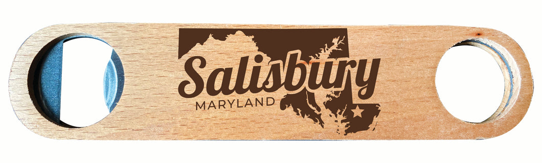 Salisbury Maryland Souvenir Engraved Wooden Bottle Opener Single