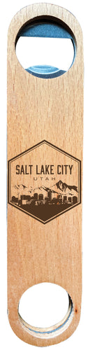 Salt Lake City Utah Souvenir Engraved Wooden Bottle Opener Single