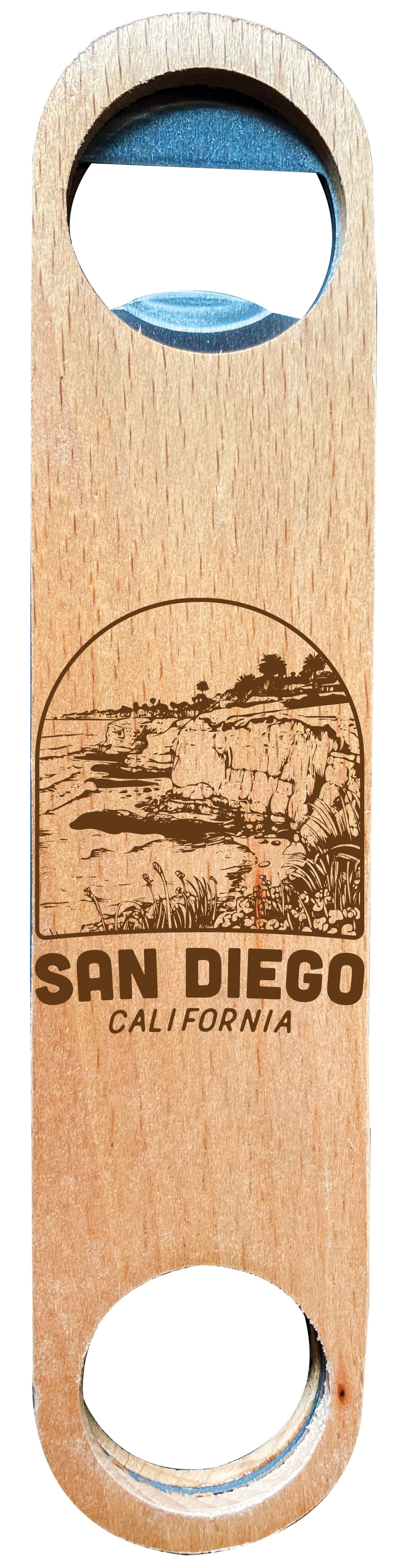 San Diego California Souvenir Engraved Wooden Bottle Opener 2-Pack
