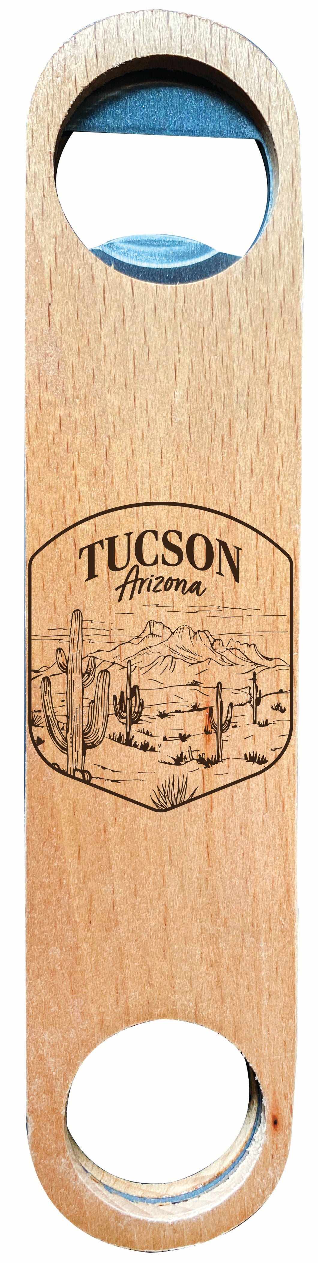 Tucson Arizona Souvenir Engraved Wooden Bottle Opener 4-Pack