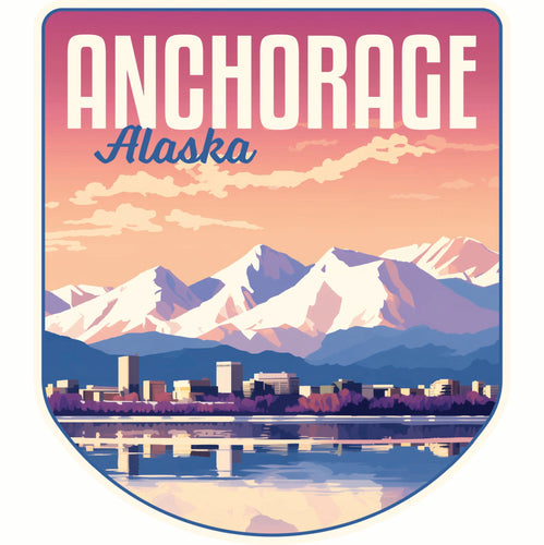 Anchorage Alaska Aesthetic Cityscape Design Souvenir Die Cut Flat Magnet 2-Inch