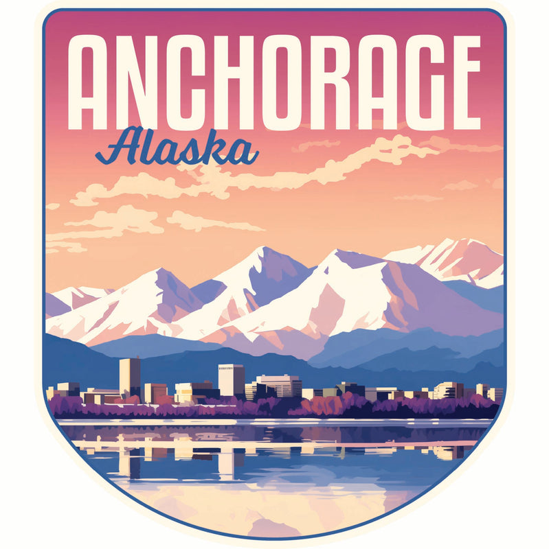 Anchorage Alaska Aesthetic Cityscape Design Souvenir Die Cut Flat Magnet 2-Inch