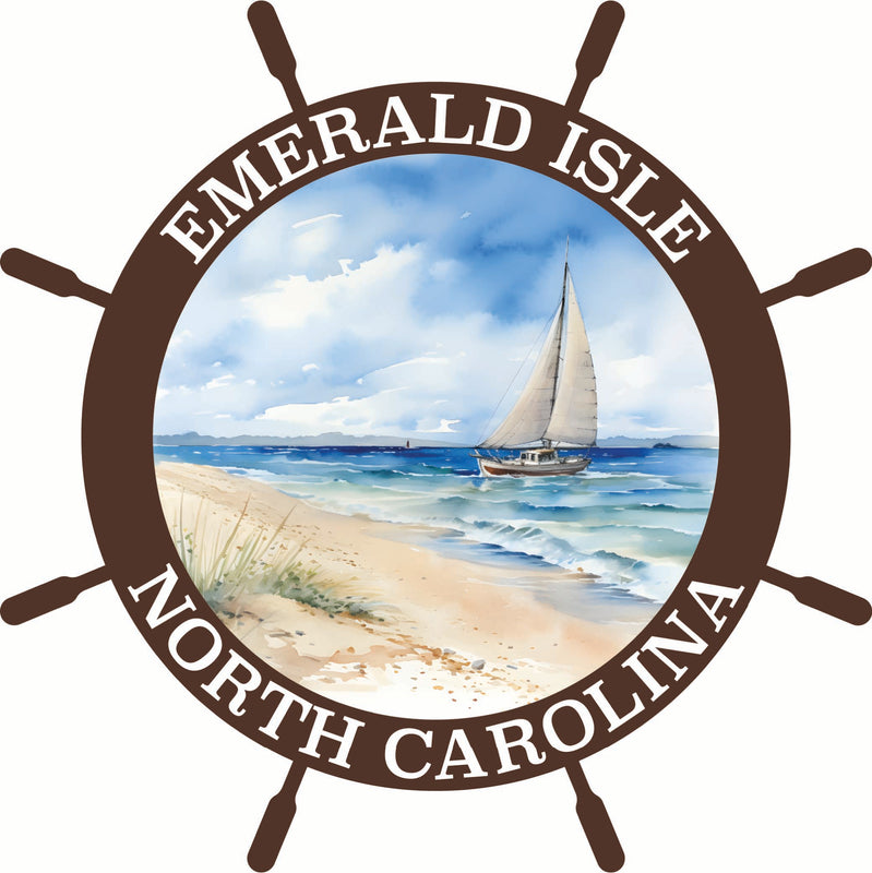 Emerald Isle North Carolina Nautical Helm Design Souvenir Die Cut Flat Magnet 2-Inch