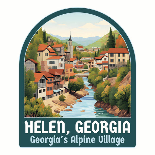 Helen Georgia Alpine Village Design Souvenir Die Cut Flat Magnet 4-Inch