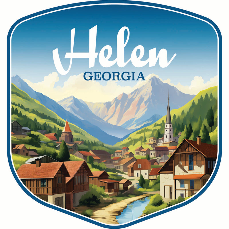 Helen Georgia Town in Mountains Design Souvenir Die Cut Flat Magnet 4-Inch