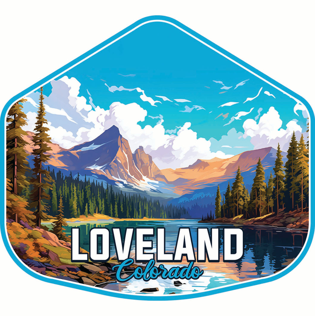 Loveland Colorado Mountain Landscape Design Souvenir Die Cut Flat Magnet 2-Inch