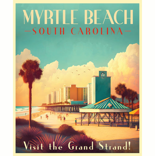 Myrtle Beach South Carolina Design A Souvenir Die Cut Flat Magnet 6-Inch