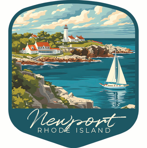 Newport Rhode Island Lighthouse on the Coast Design Souvenir Die Cut Flat Magnet 4-Inch
