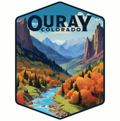 Ouray Colorado Mountain and River Design Souvenir Die Cut Flat Magnet 4-Inch