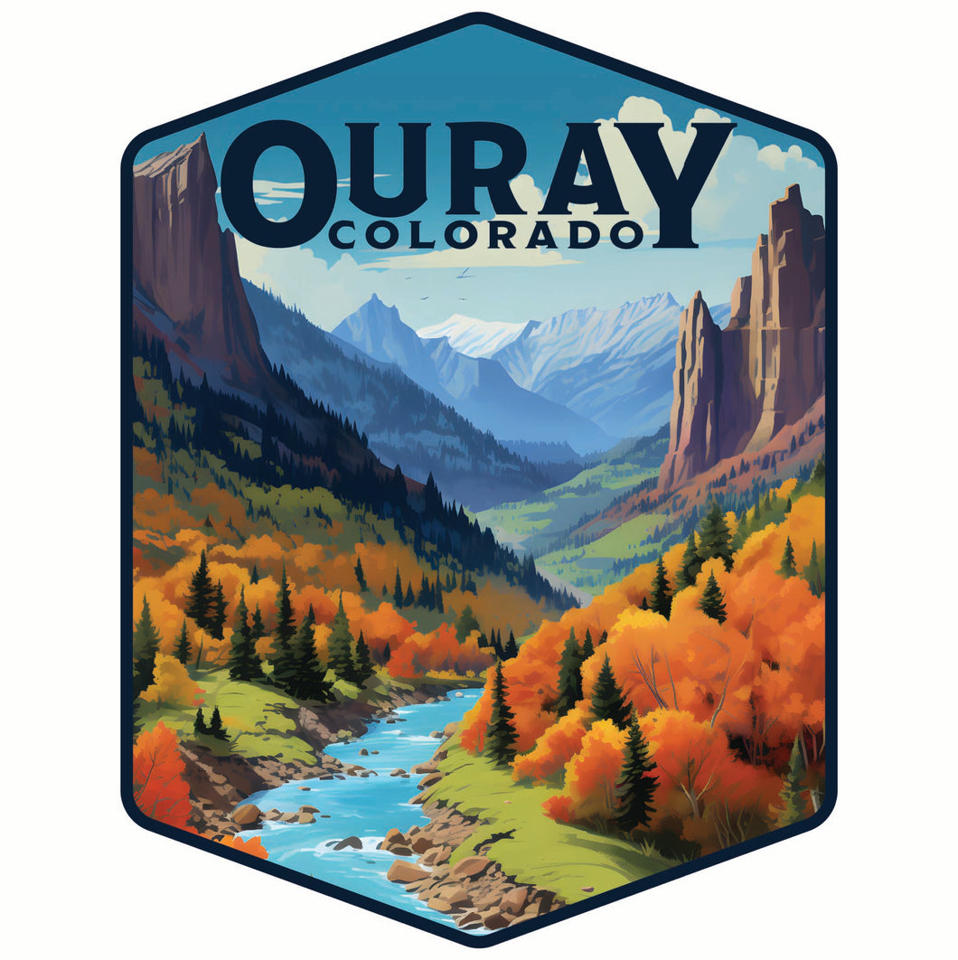 Ouray Colorado Mountain and River Design Souvenir Die Cut Flat Magnet 4-Inch