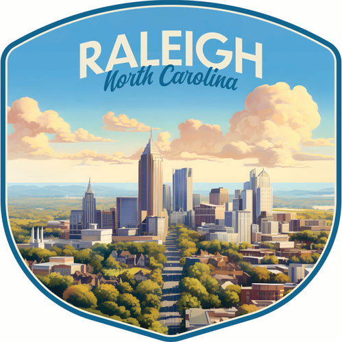 Raleigh North Carolina Daytime Cityscape Design Souvenir Die Cut Flat Magnet 6-Inch