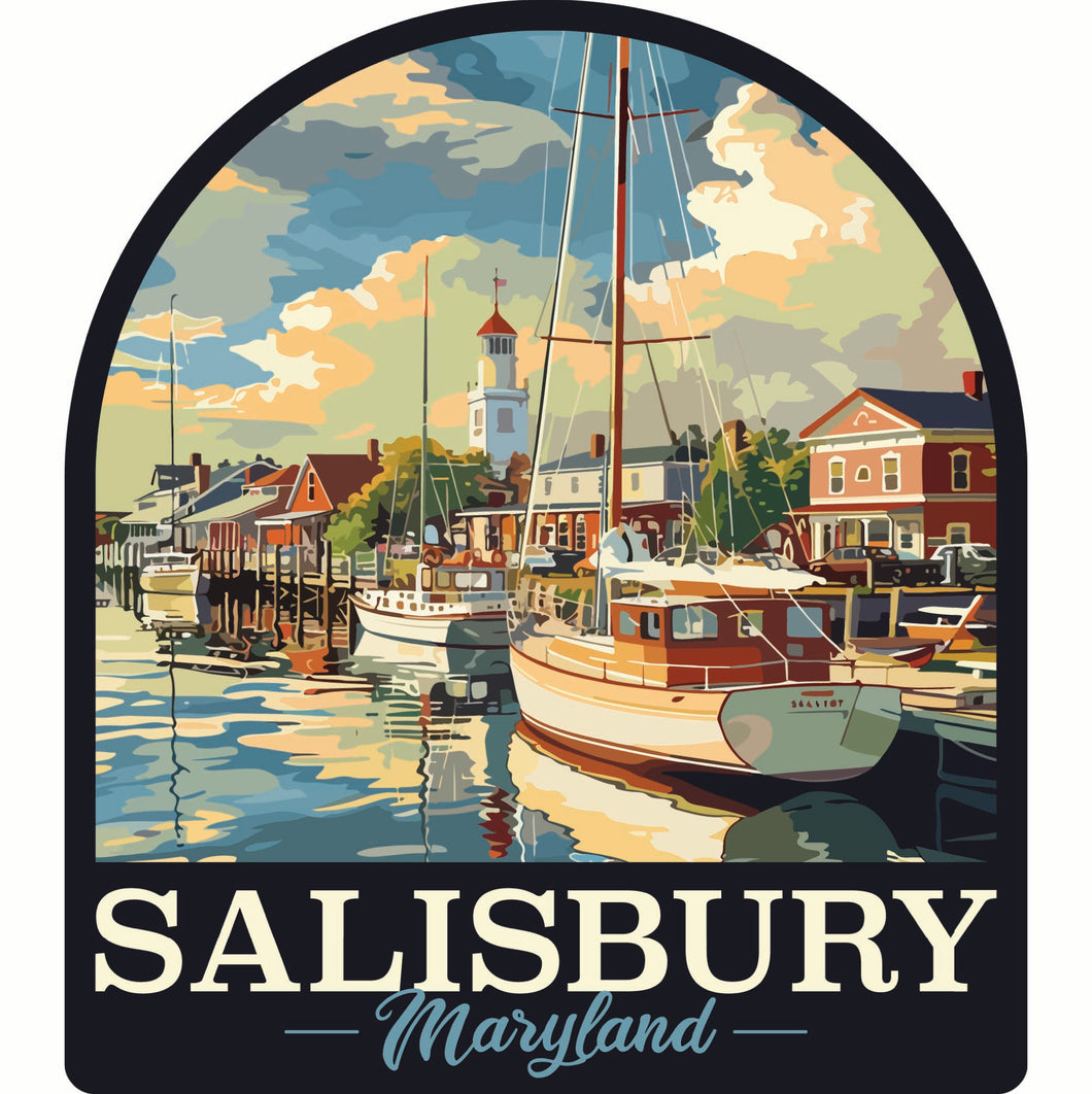 Salisbury Maryland Port of Salisbury Marina Design Souvenir Die Cut Flat Magnet 6-Inch