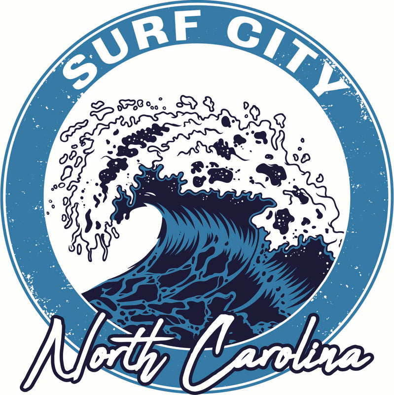 Surf City North Carolina Wave Design Souvenir Die Cut Flat Magnet 6-Inch