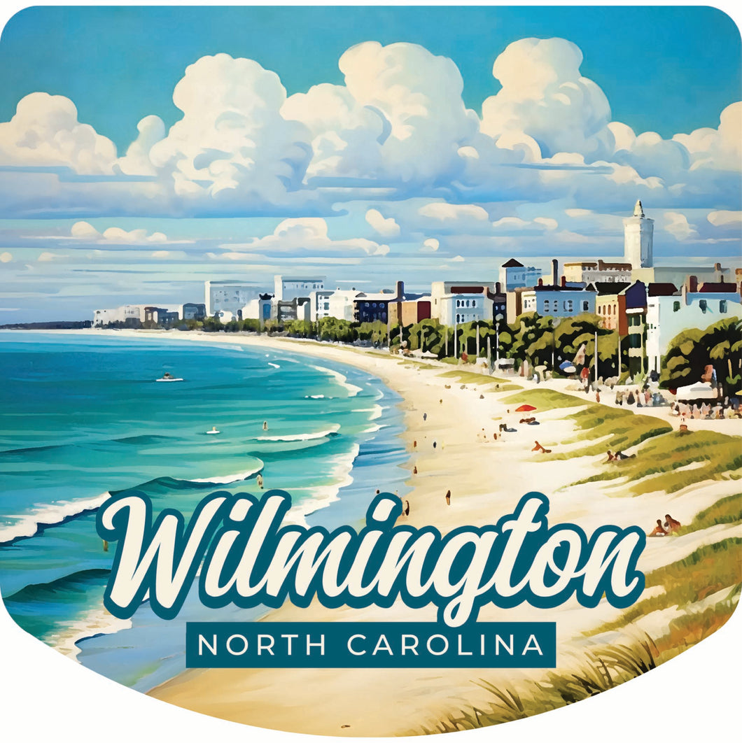 Wilmington North Carolina Beach Waves Design Souvenir Die Cut Flat Magnet 2-Inch