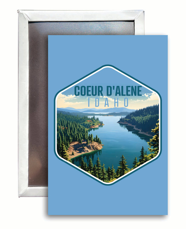 Coeur D'Alene Idaho Aerial Lake Design Souvenir 2x3-Inch Fridge Magnet 4-Pack