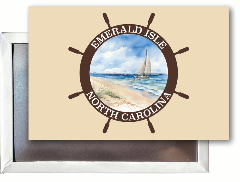 Emerald Isle North Carolina Nautical Helm Design Souvenir 2x3-Inch Fridge Magnet 4-Pack