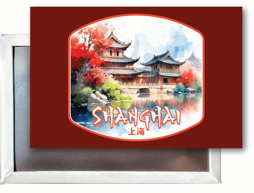 Shanghai China Watercolor Templates Design Souvenir 2x3-Inch Fridge Magnet 2-Pack