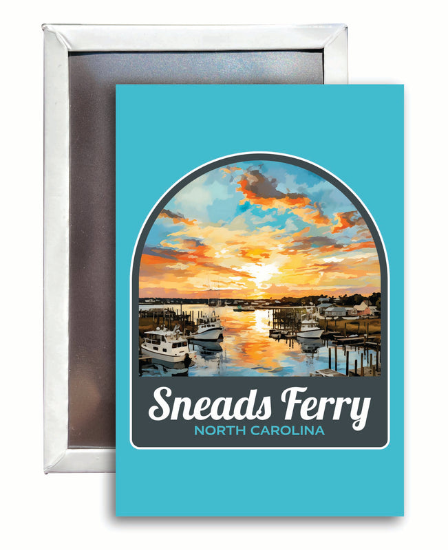 Sneads Ferry North Carolina Sunset over Bay Design Souvenir 2x3-Inch Fridge Magnet 4-Pack
