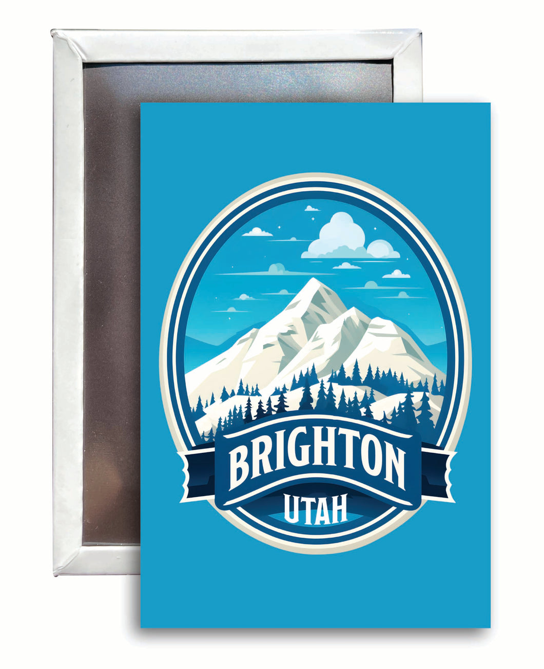 Brighton Utah Snowy Mountain Illustration Design Souvenir Refrigerator Magnet 2.5