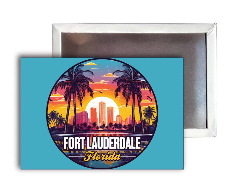 Fort Lauderdale Florida Design B Souvenir Refrigerator Magnet 2.5"X3.5" 4-Pack