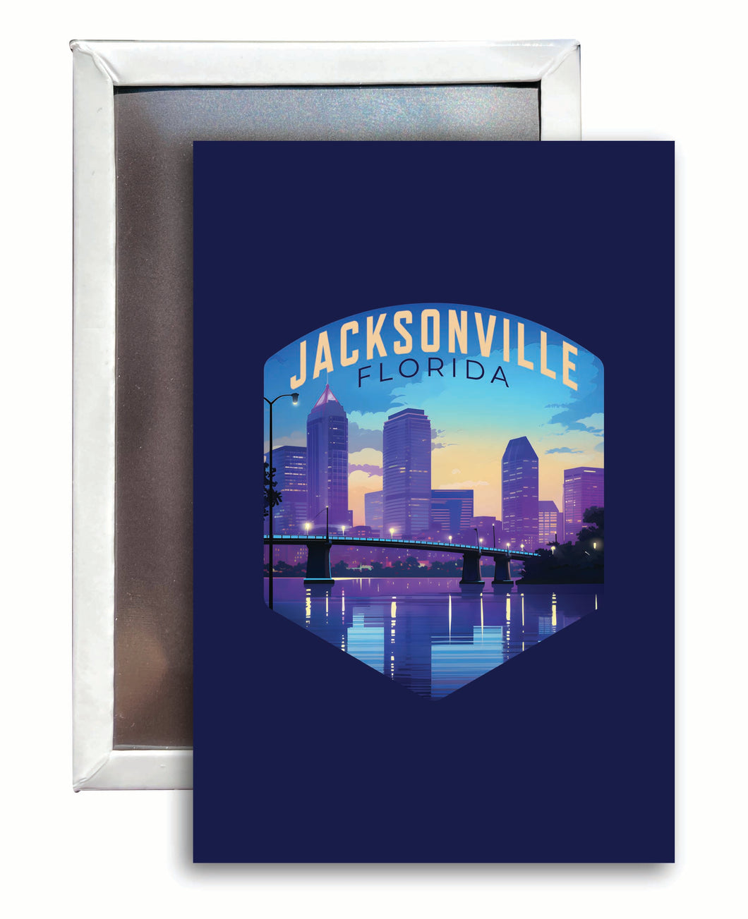 Jacksonville Florida Evening Cityscape Design Souvenir Refrigerator Magnet 2.5