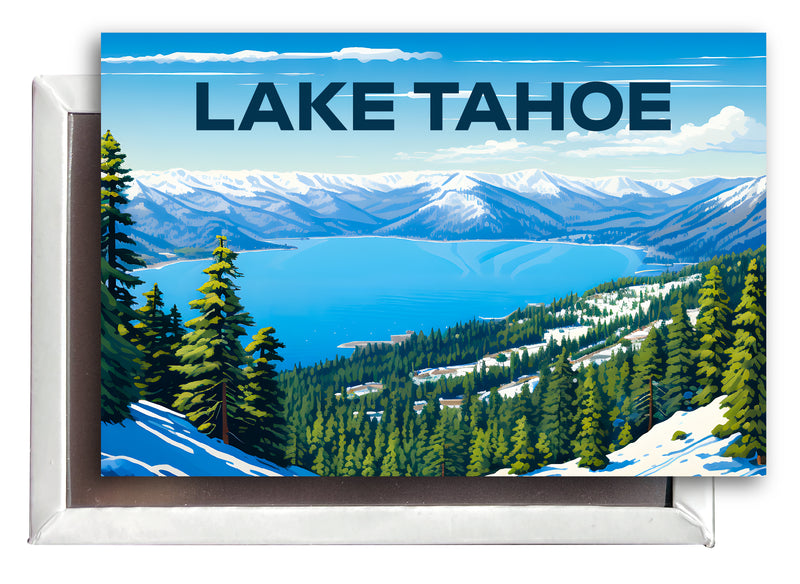 Lake Tahoe Ski Design D Souvenir Refrigerator Magnet 2.5"X3.5" 2-Pack