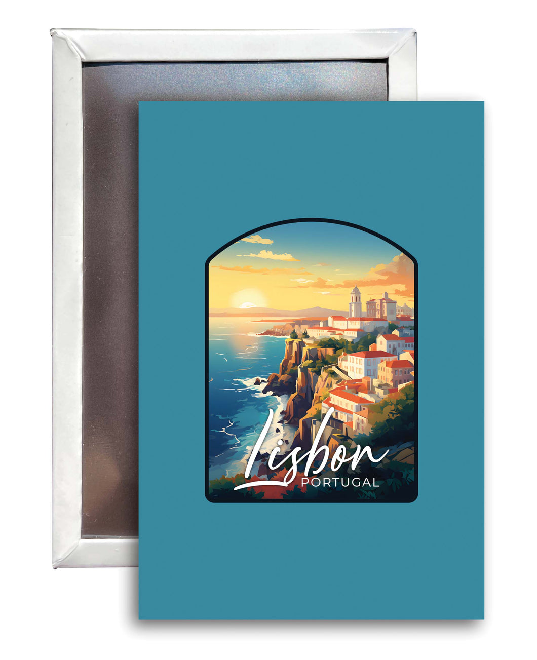 Lisbon Portugal Design B Souvenir Refrigerator Magnet 2.5