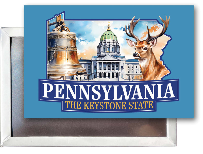 Pennsylvania Design D Souvenir Refrigerator Magnet 2.5"X3.5" 4-Pack