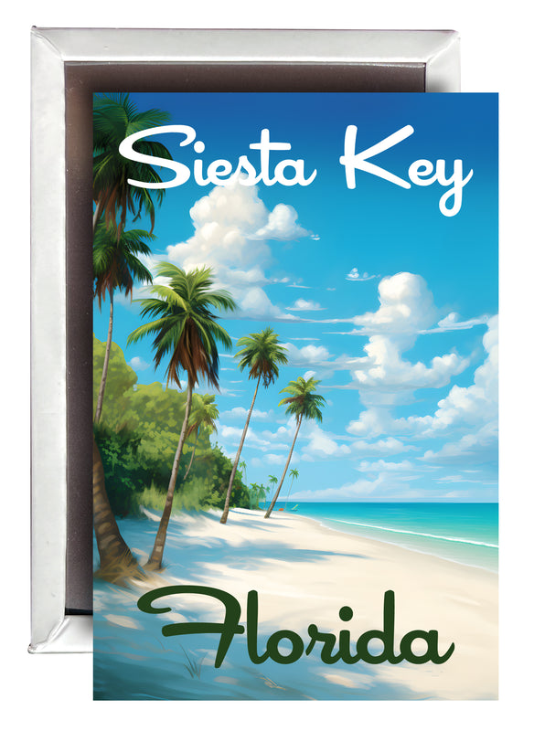 Siesta Key Beach Florida Tropical Beach Design Souvenir Refrigerator Magnet 2.5"X3.5" 4-Pack