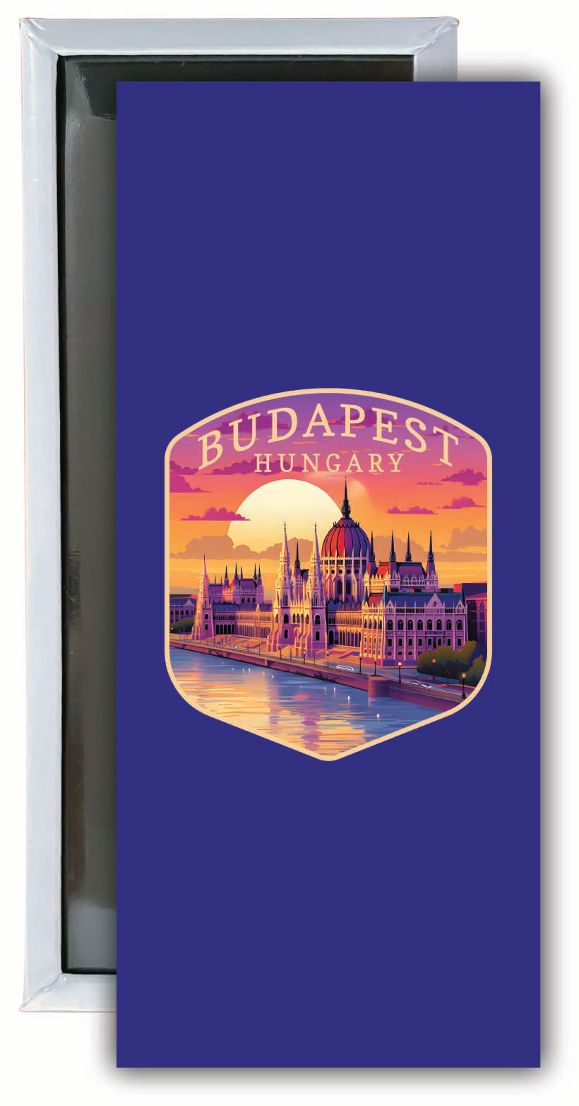 Budapest Hungary Parliament Building Design Souvenir Fridge Magnet 4.75 x 2 Inch 4-Pack
