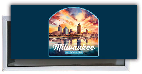 Milwaukee Wisconsin Design A Souvenir Fridge Magnet 4.75 x 2 Inch 4-Pack