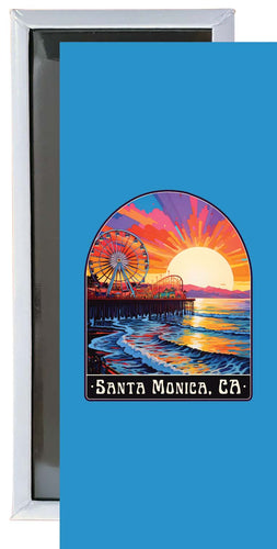 Santa Monica California Design B Souvenir Fridge Magnet 4.75 x 2 Inch 4-Pack