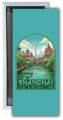 Shanghai China Old Town Design Souvenir Fridge Magnet 4.75 x 2 Inch Single