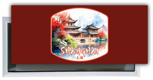 Shanghai China Watercolor Templates Design Souvenir Fridge Magnet 4.75 x 2 Inch Single
