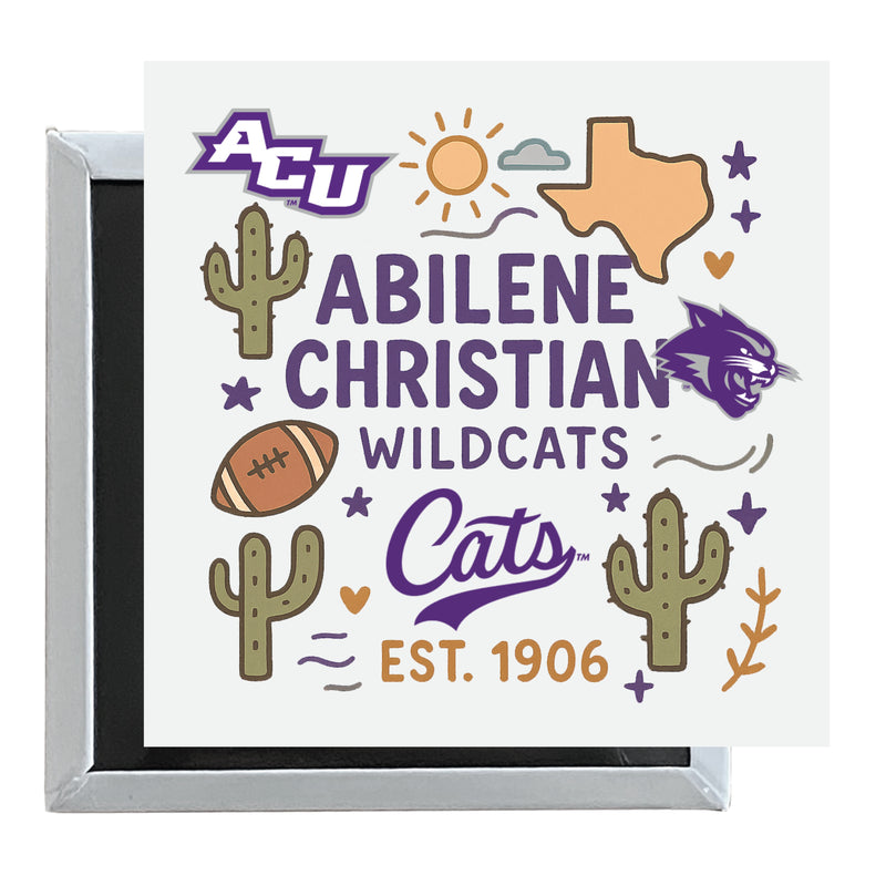 Abilene Christian University Officially Licensed 2.5"x 2.5" Fridge Magnet Medley Design 