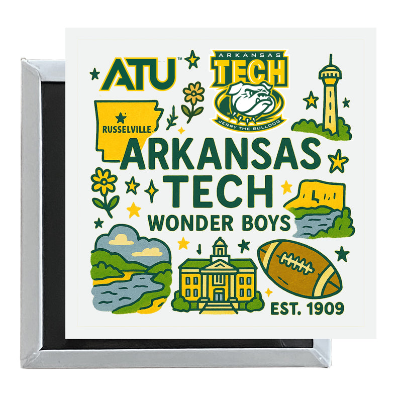 Arkansas Tech University Officially Licensed 2.5"x 2.5" Fridge Magnet Medley Design 