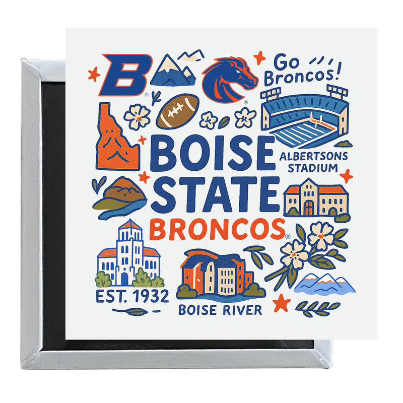 Boise State Broncos Officially Licensed 2.5"x 2.5" Fridge Magnet Medley Design 