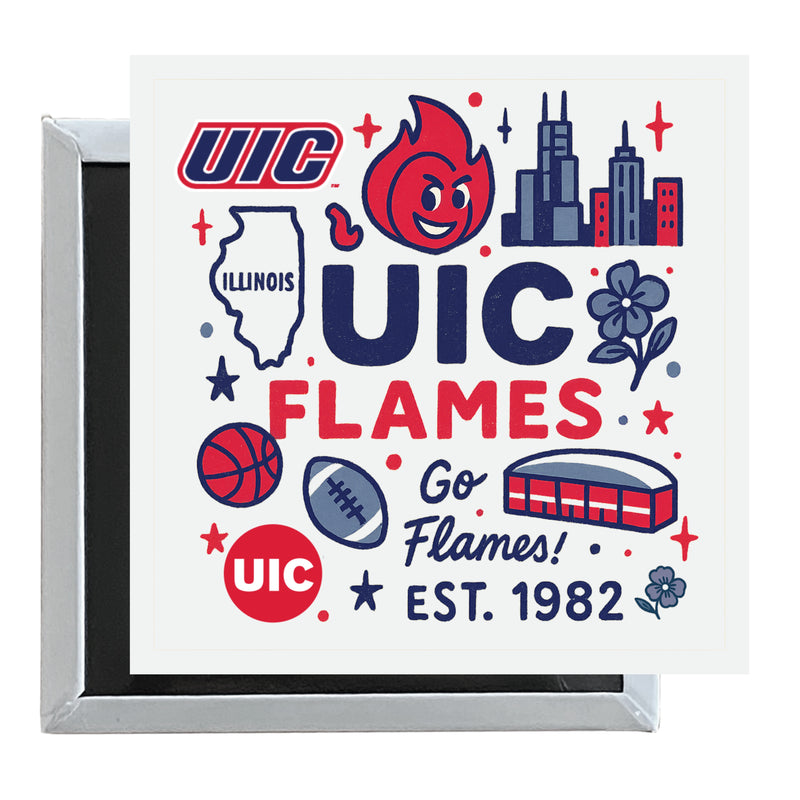 University of Illinois at Chicago Officially Licensed 2.5"x 2.5" Fridge Magnet Medley Design 