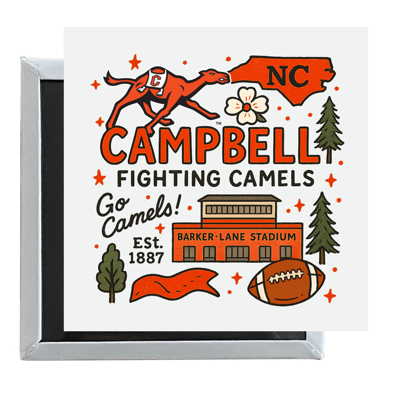 Campbell University Fighting Camels Officially Licensed 2.5"x 2.5" Fridge Magnet Medley Design 