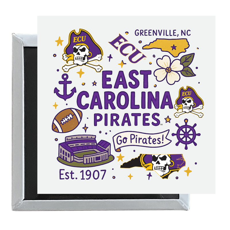 East Carolina Pirates Officially Licensed 2.5"x 2.5" Fridge Magnet Medley Design 