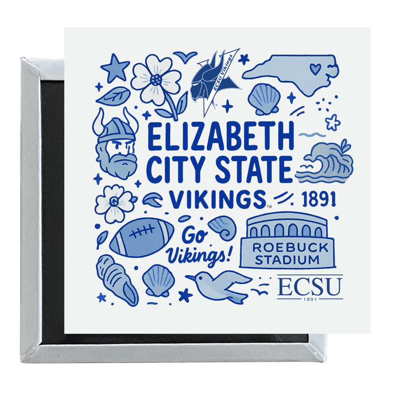 Elizabeth City State University Officially Licensed 2.5"x 2.5" Fridge Magnet Medley Design 