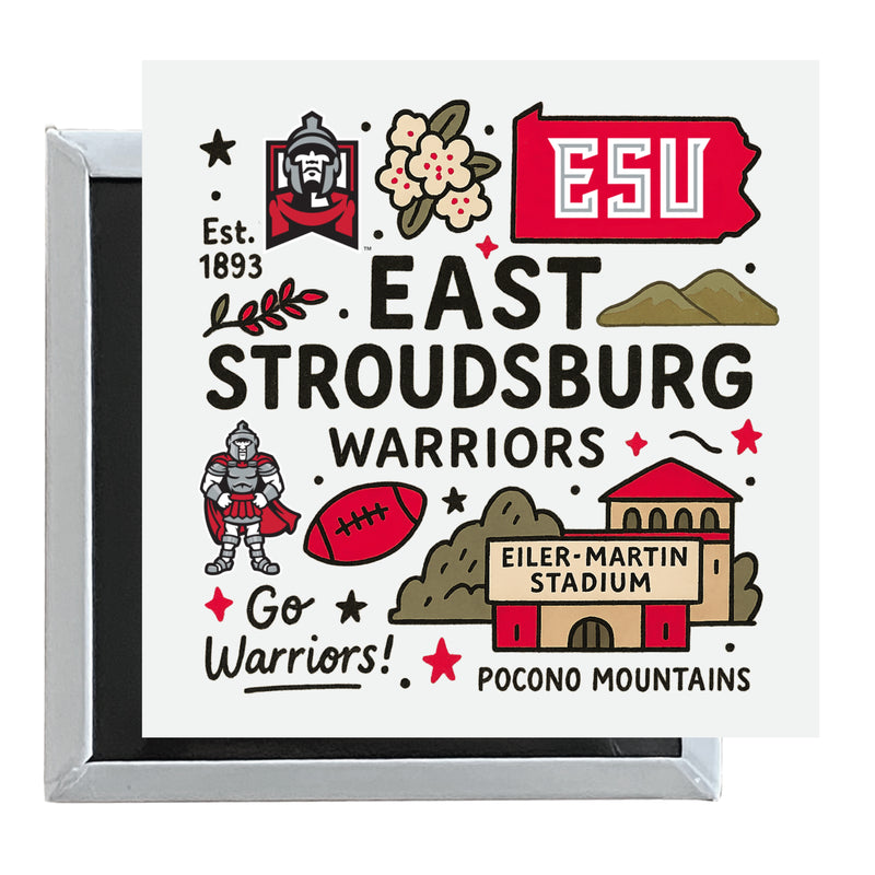 East Stroudsburg University Officially Licensed 2.5"x 2.5" Fridge Magnet Medley Design 