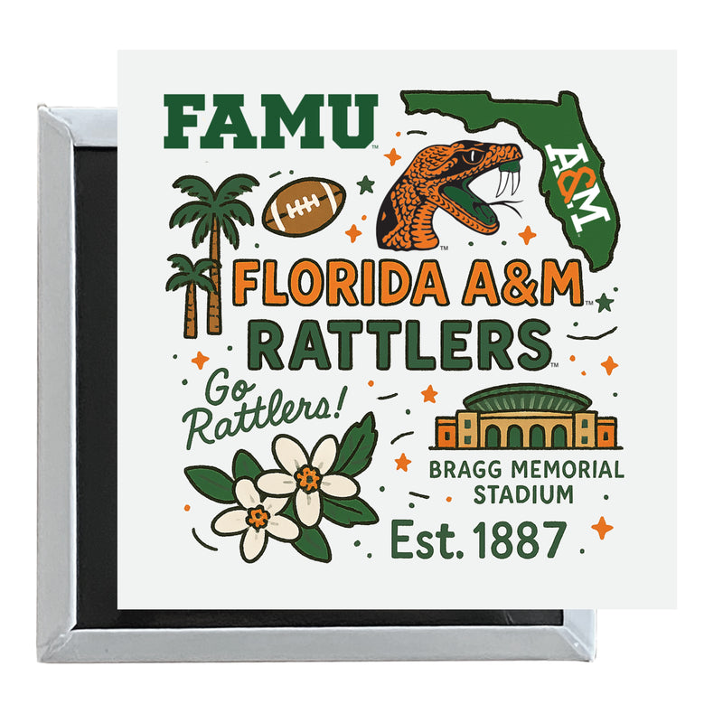 Florida A&M Rattlers Officially Licensed 2.5"x 2.5" Fridge Magnet Medley Design 