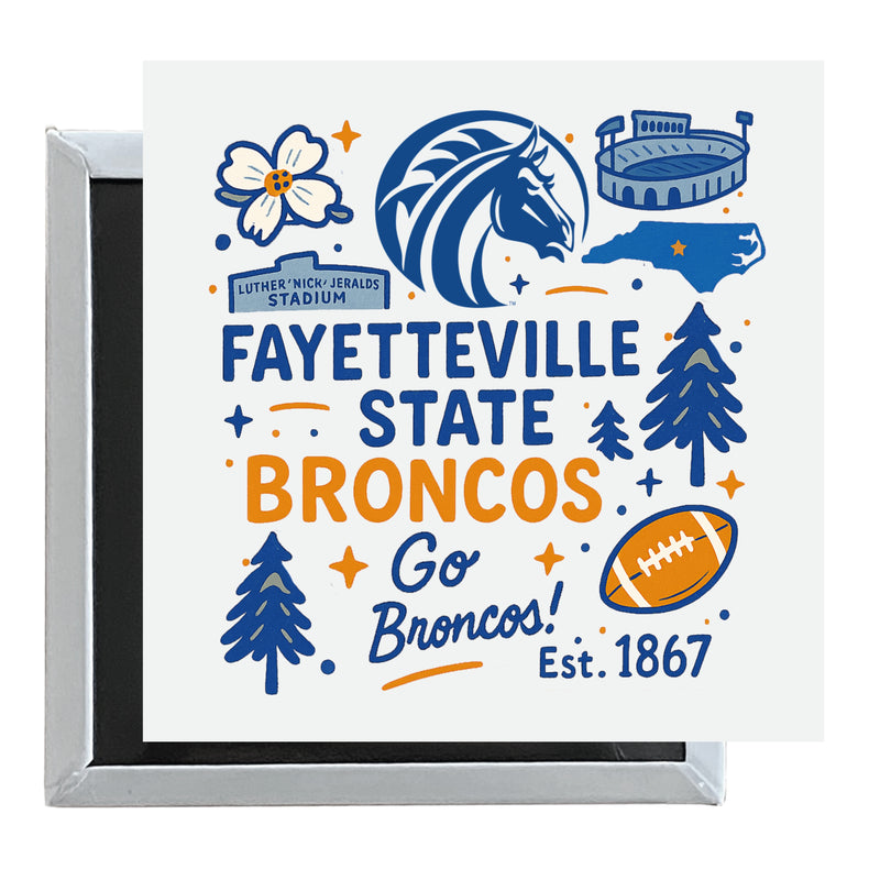 Fayetteville State University Officially Licensed 2.5"x 2.5" Fridge Magnet Medley Design 